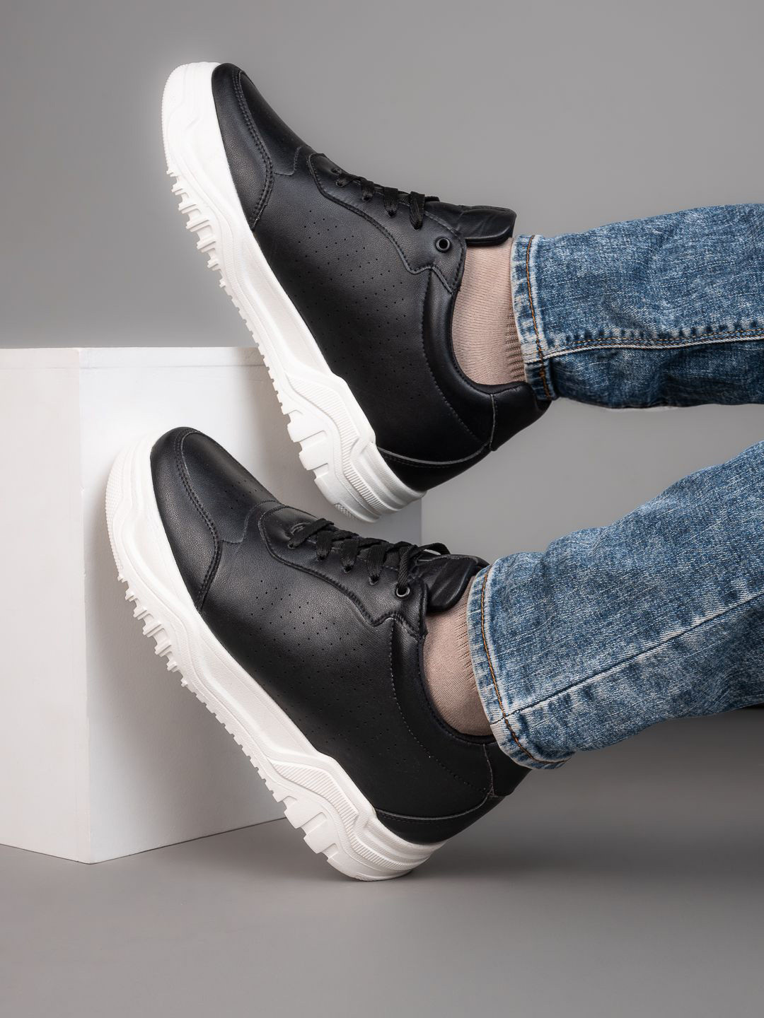 HI Toes Men Hidden 3 Inches Height Elevator Shoes