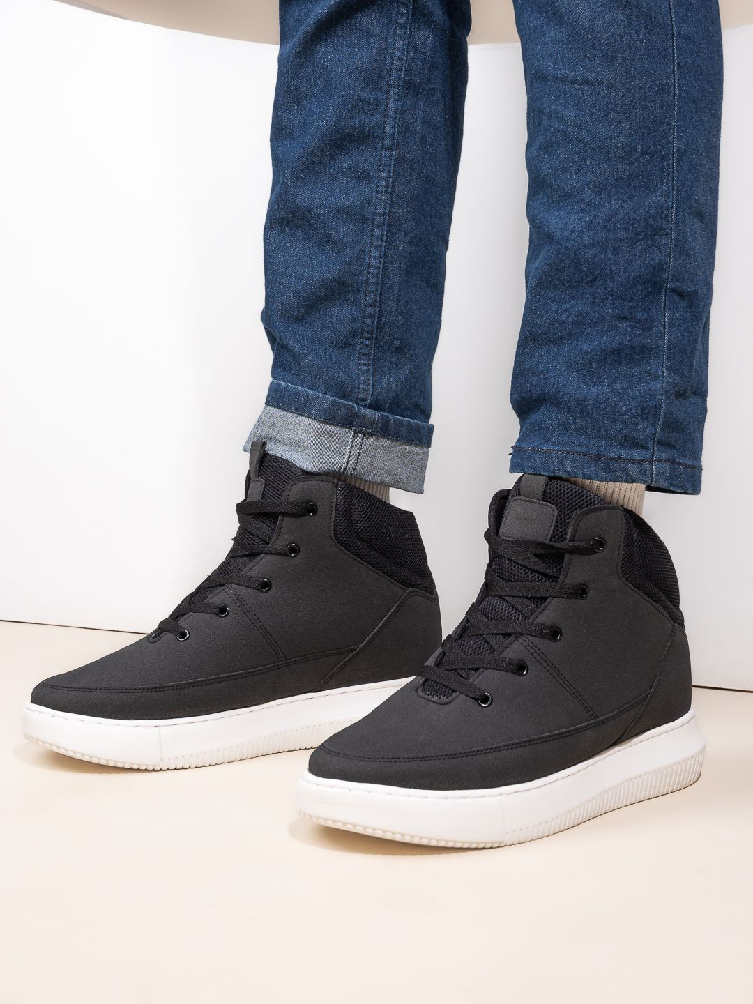 HI Toes Men Round Toe Elavator Sneakers