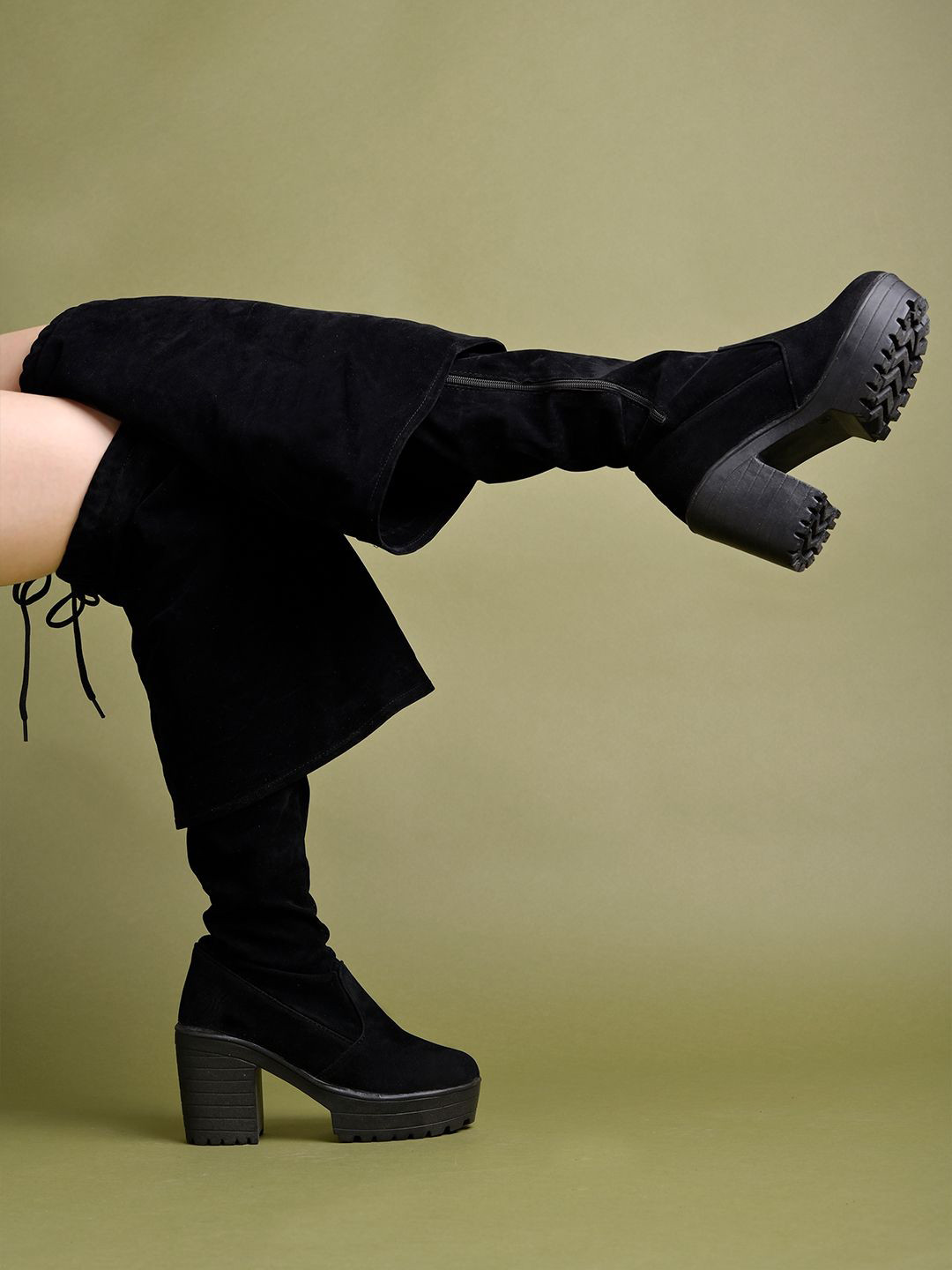 Stylestry Women Casual Block-Heeled Slouchy Boots