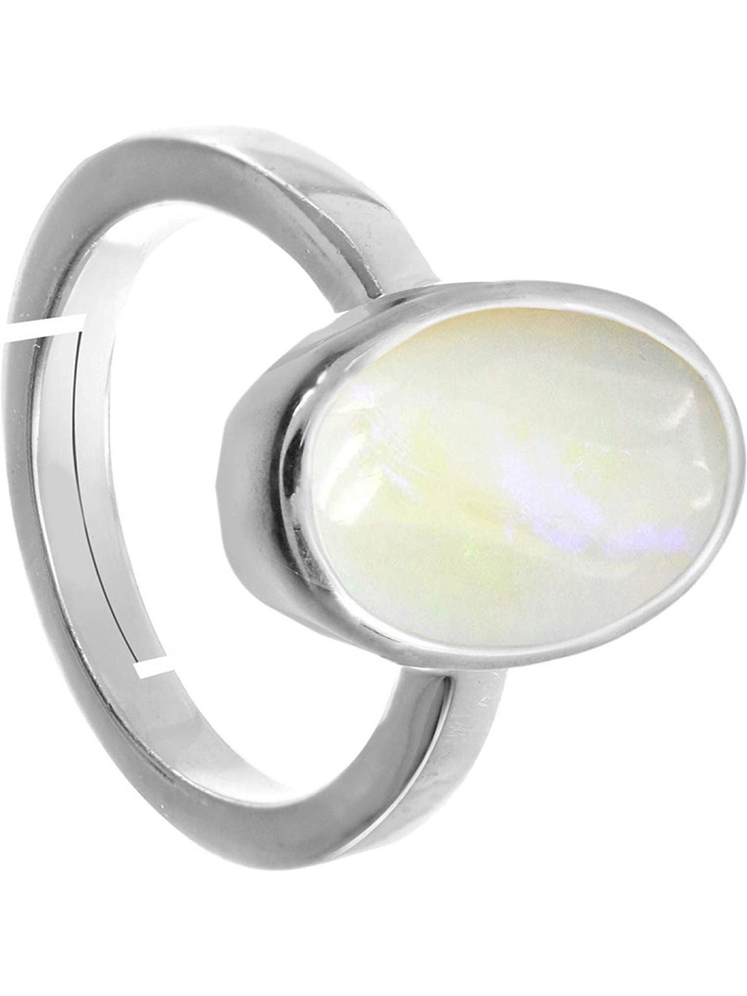 Sidharth Gems 7.25 Ratti Opal Silver Plated Adjustable Ring