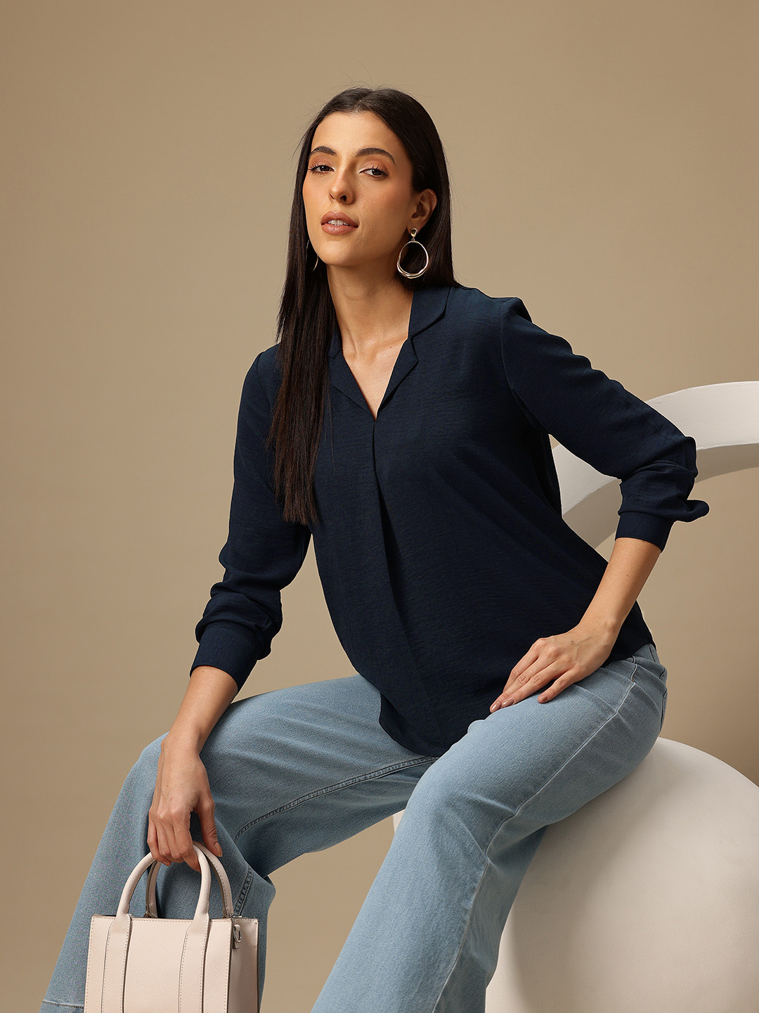 Chemistry Solid Cuban Collar Top