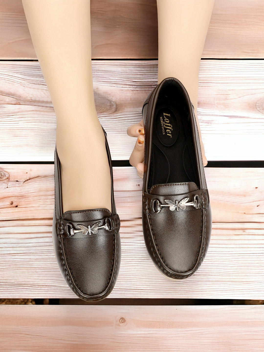 WULONG Women Synthetic Leather Horsebit Loafer Casual Shoes