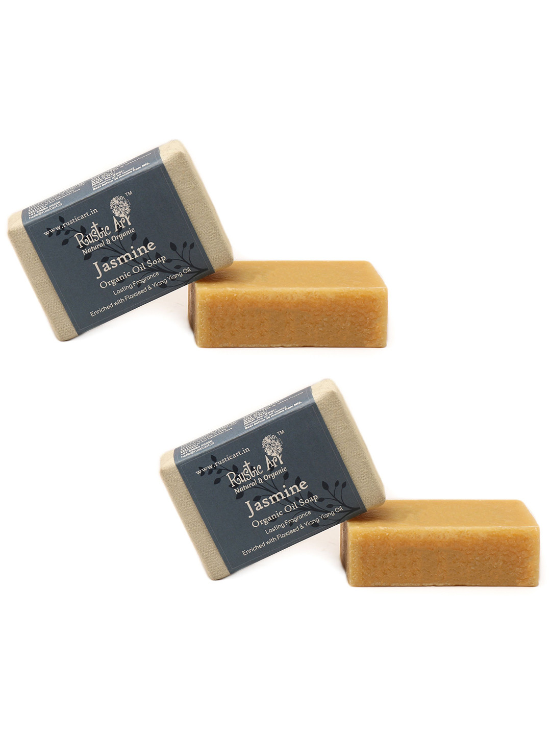 Rustic Art Set Of 2 Jasmine Organic Oil Soap - 100 g Each