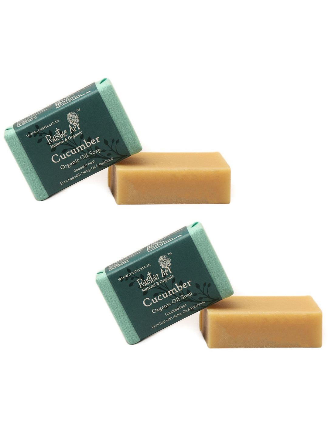 Rustic Art Set Of 2 Cucumber Organic Oil Soap - 100 g Each