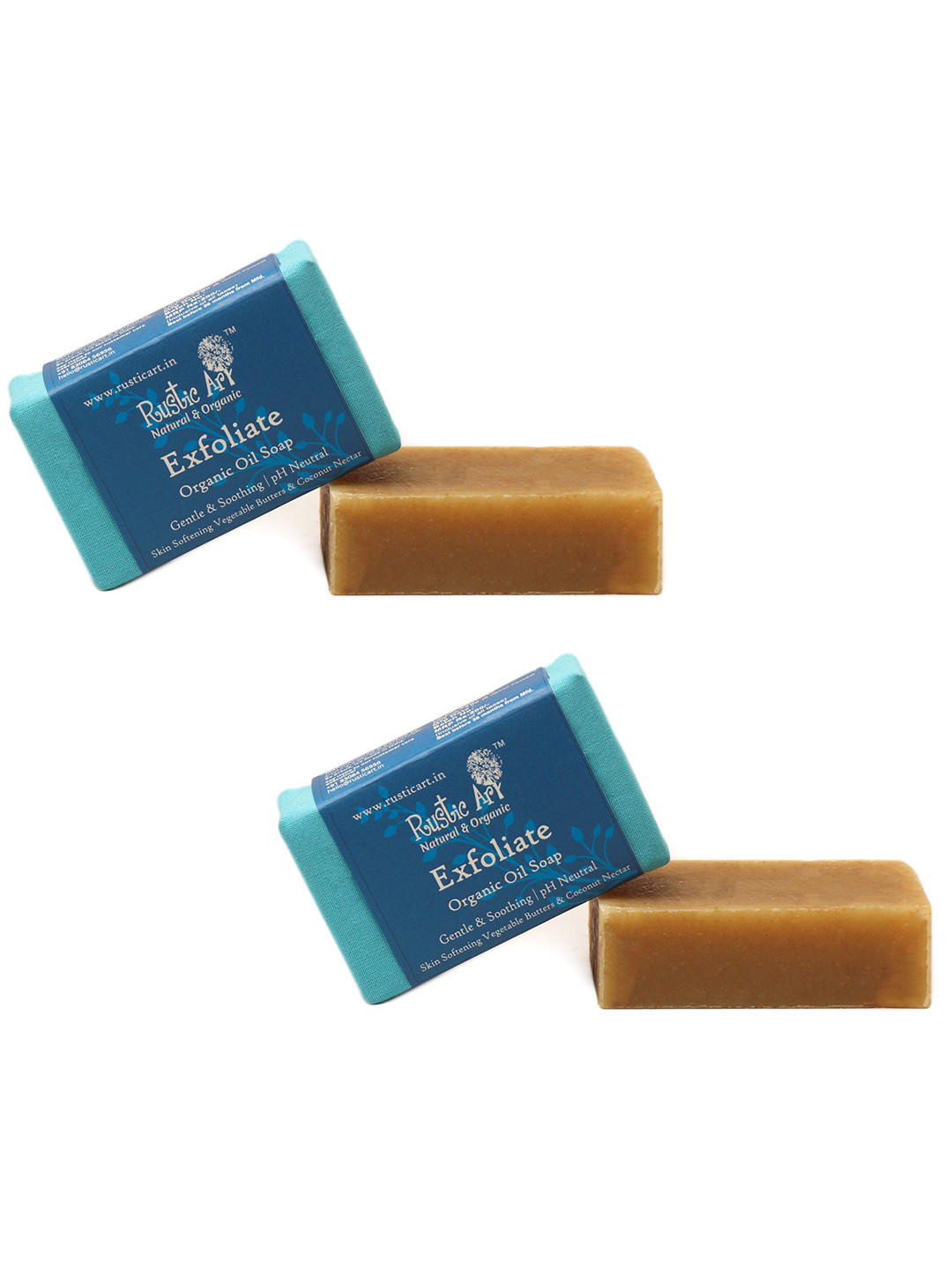 Rustic Art Set Of 2 Exfoliate Organic Oil Soap - 100 g Each