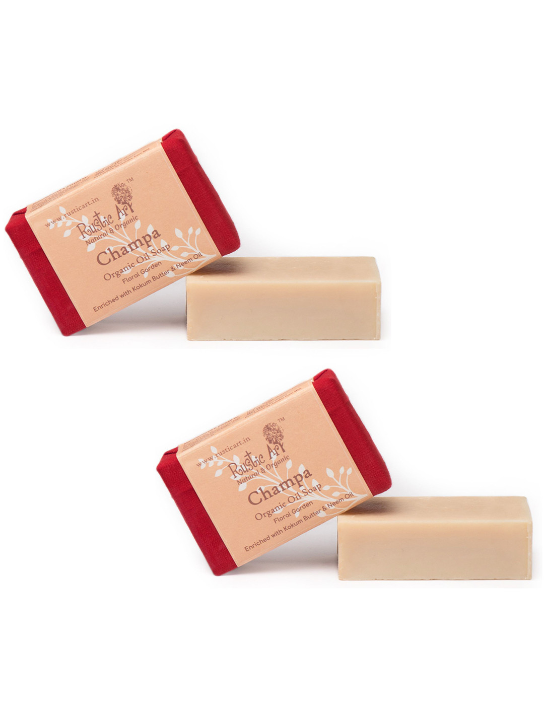 Rustic Art Set Of 2 Champa Organic Oil Soap - 100 g Each