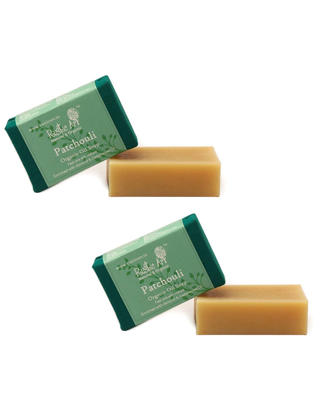 Rustic Art Set Of 2 Patchouli Organic Oil Soap - 100 g Each