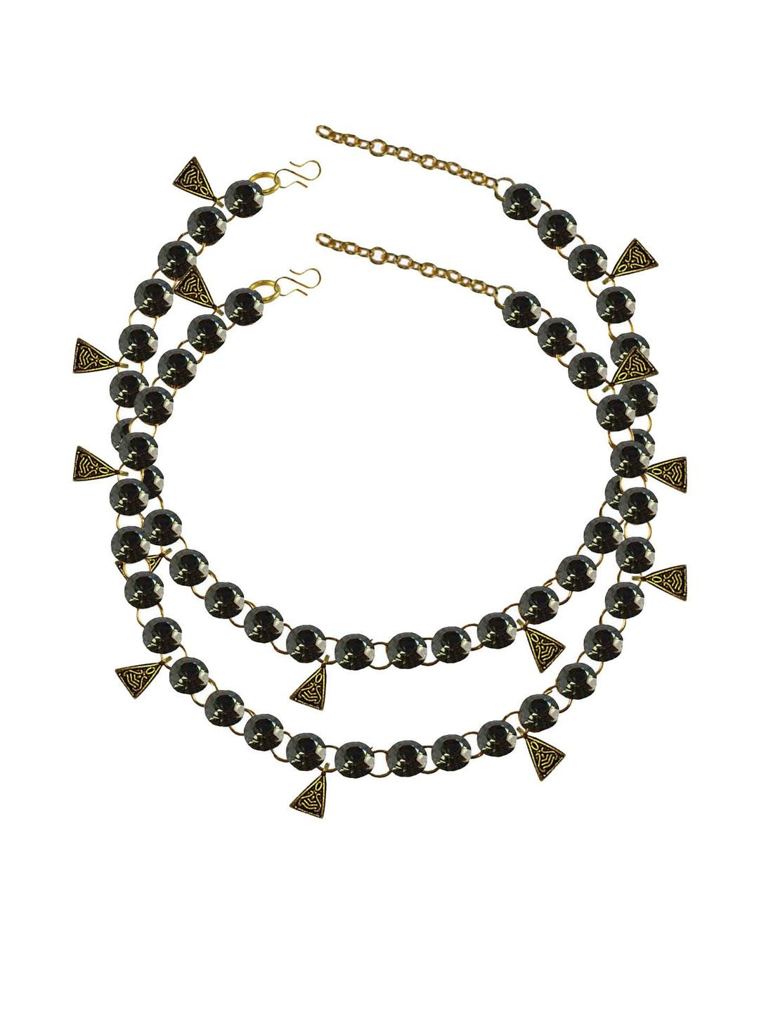 Vidhya Kangan Grey Stone Stud-Gold Plated Brass Anklet