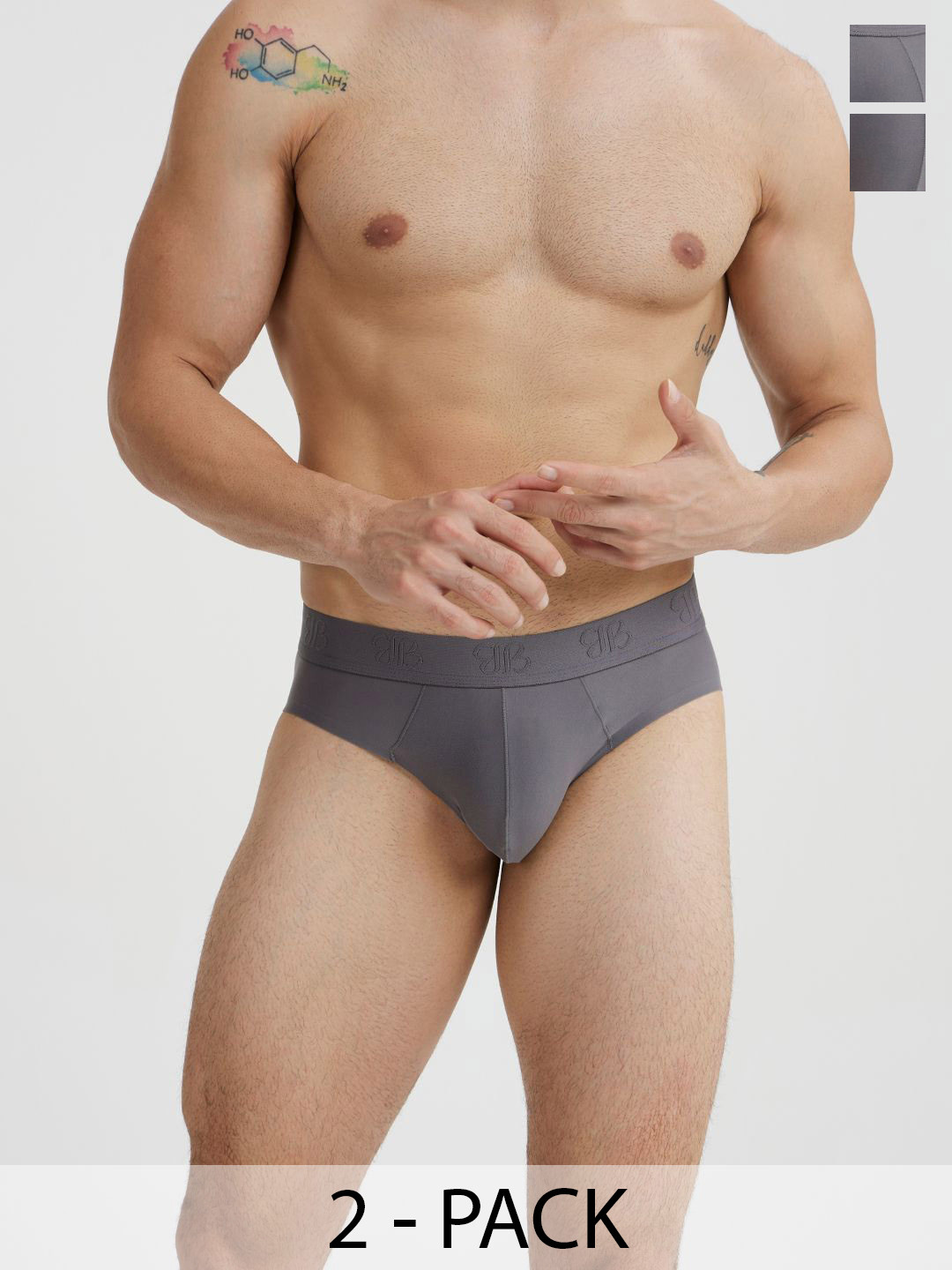 B'there Pack of 2 Seamless Microfiber Brief U006_SGR_SGR