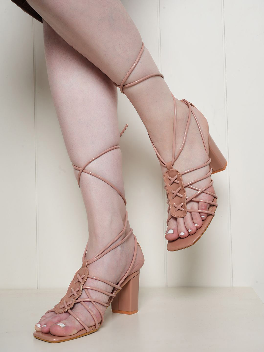 DressBerry Strappy Block Heel Gladiators