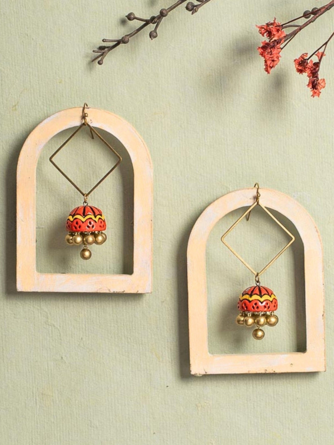 Mridah Diamond Shaped Jhumkas Earrings