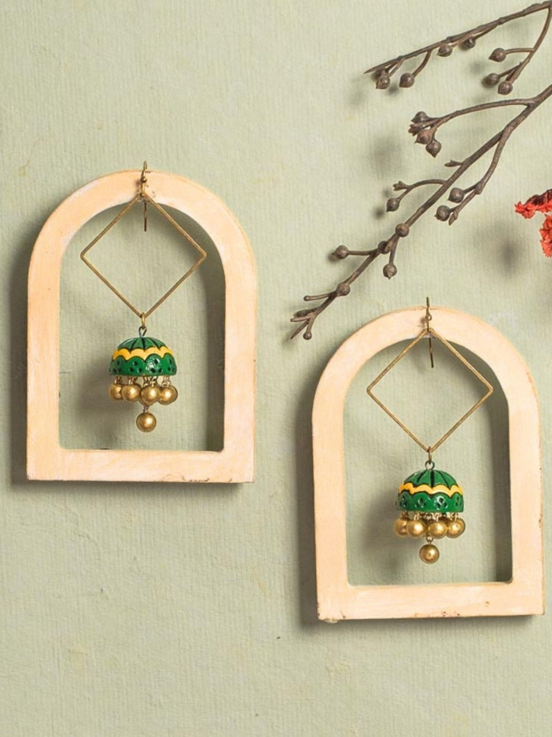 Mridah Diamond Shaped Jhumkas Earrings