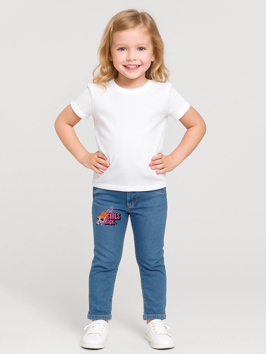 Here&Now X Game Begins Girls Comfort Regular Fit Mid-Rise Stretchable Jeans