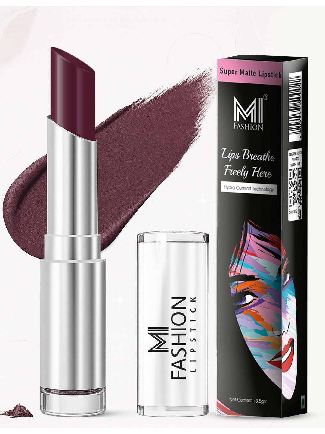 MI FASHION Rich Pigment Maroon Glaze Matte minimal Transfer Lipstick -06