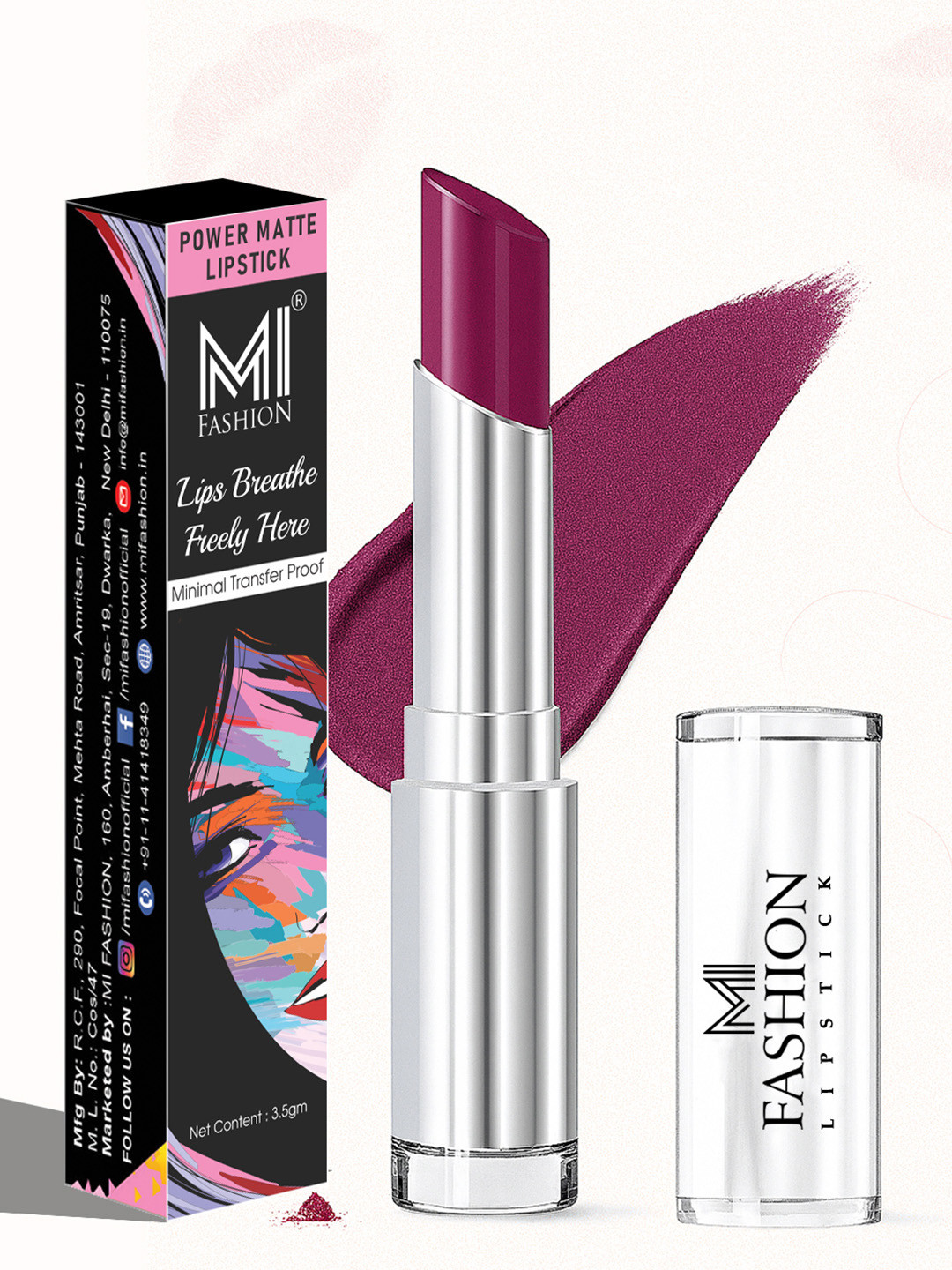 MI FASHION Power Matte Rich Pigment long Wear Lipstick - Palatinate Purple 12