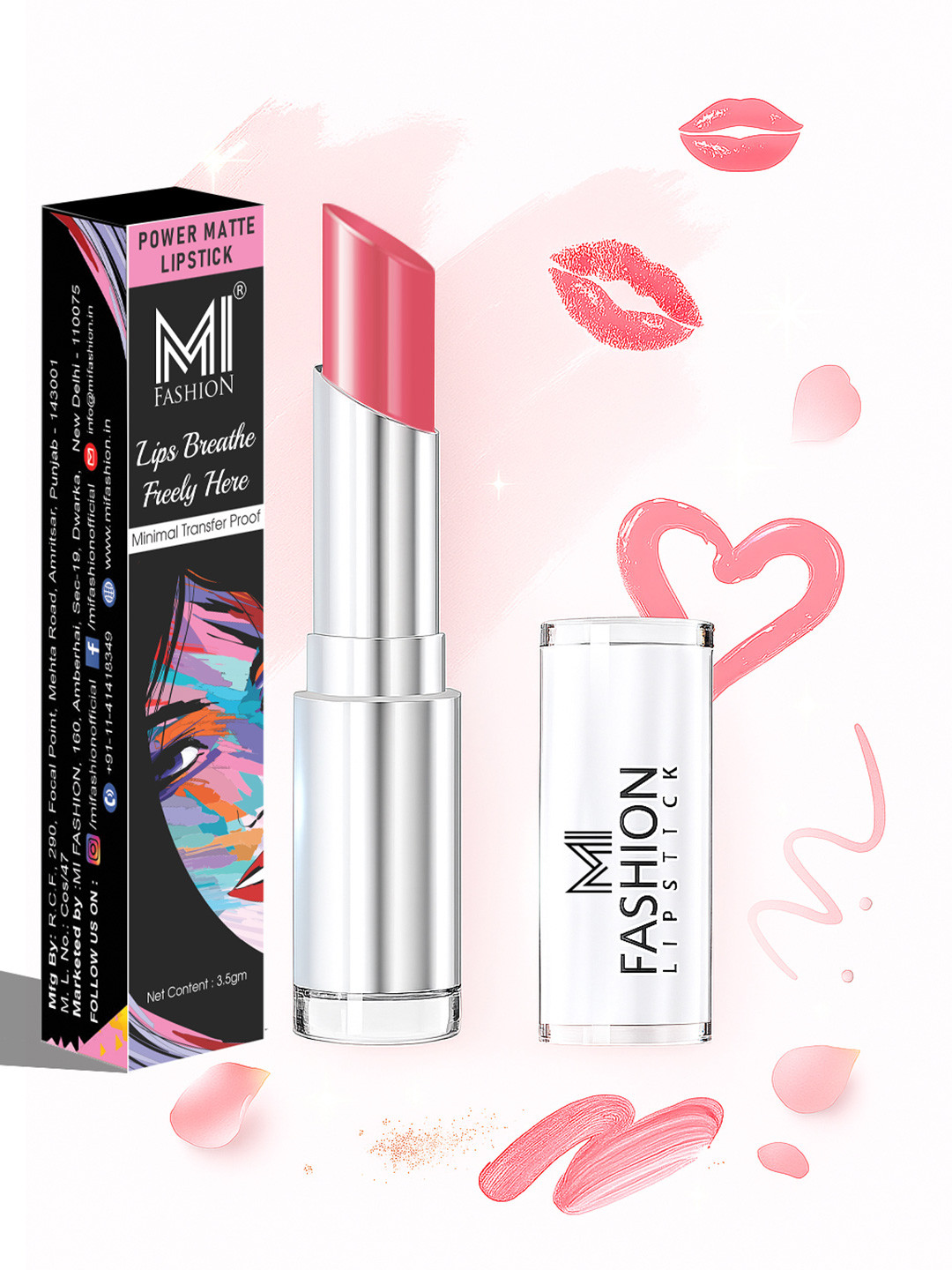 MI FASHION Soft Matte Peach Lipstick Smudge Resistant Lightweight Lip Color