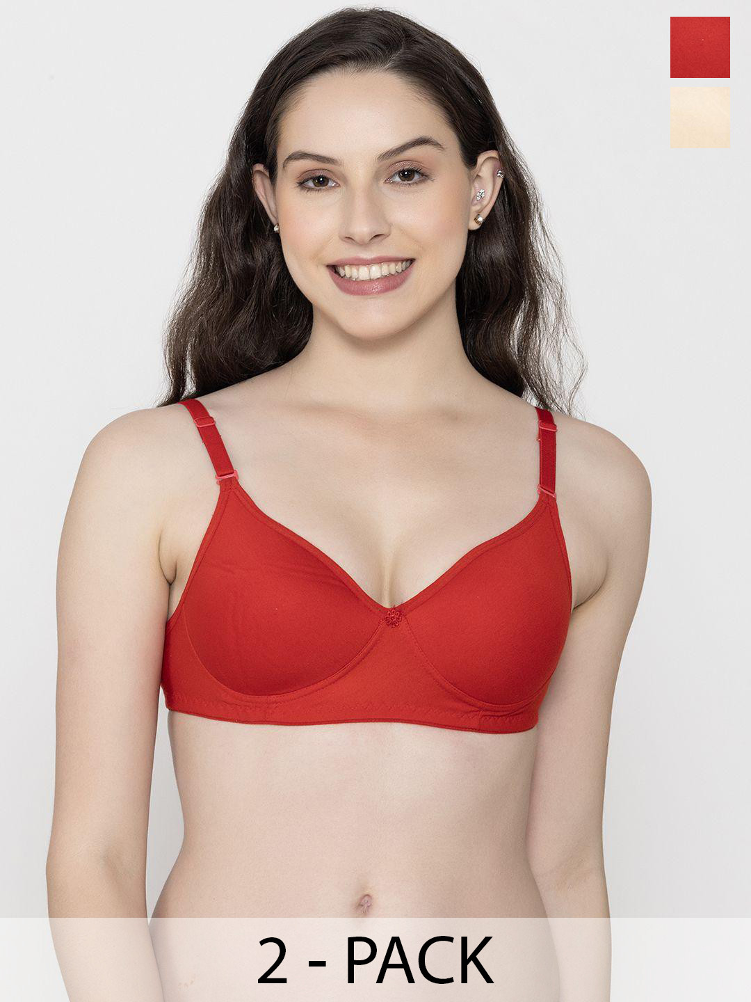 Sutjena Set Of 2 Solid Lightly Padded Lycra Bra