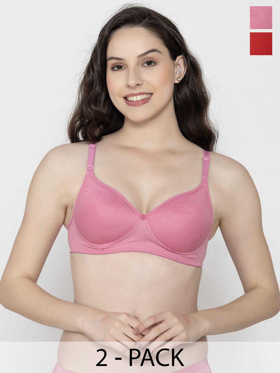 Sutjena Set Of 2 Solid Lightly Padded Lycra Bra