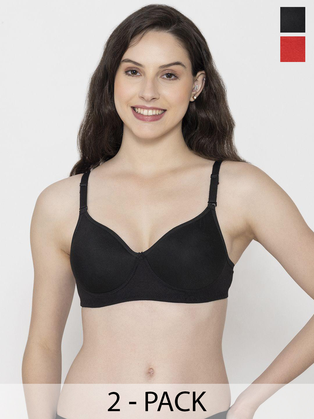 Sutjena Set Of 2 Solid Lightly Padded Lycra Bra