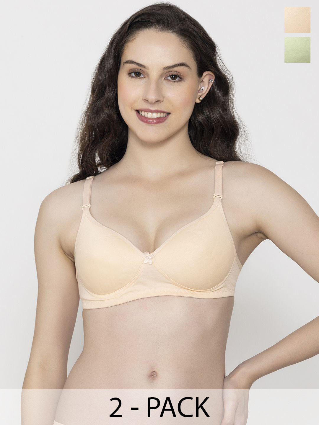 Sutjena Set Of 2 Solid Lightly Padded Lycra Bra