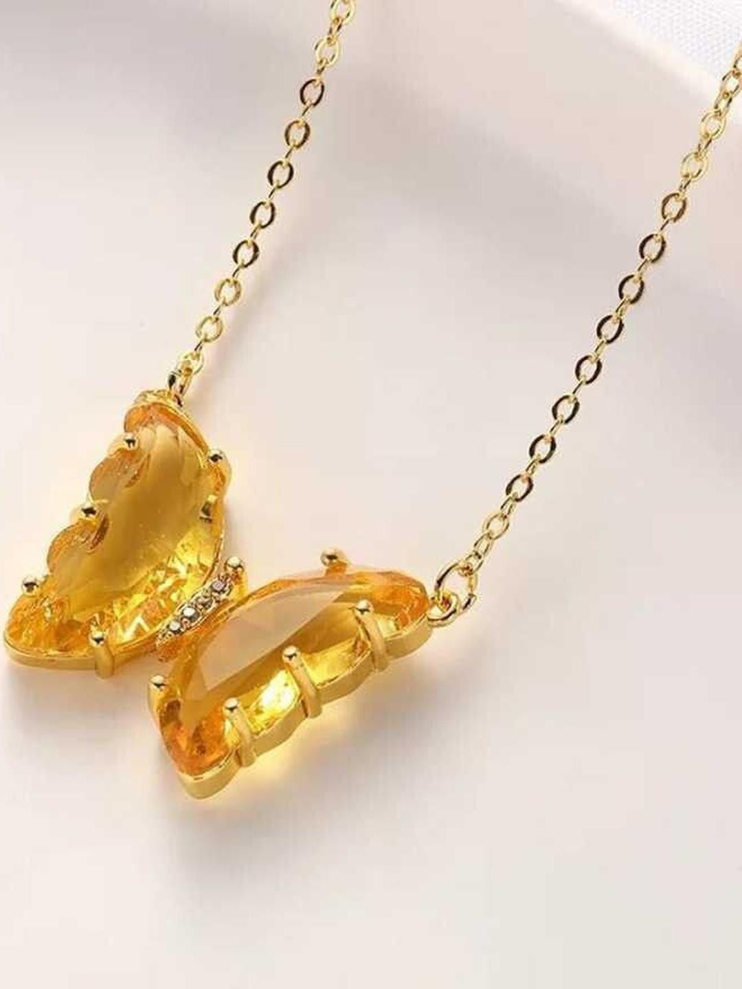 HOUSEOFTRENDZZ Yellow Alloy Necklace