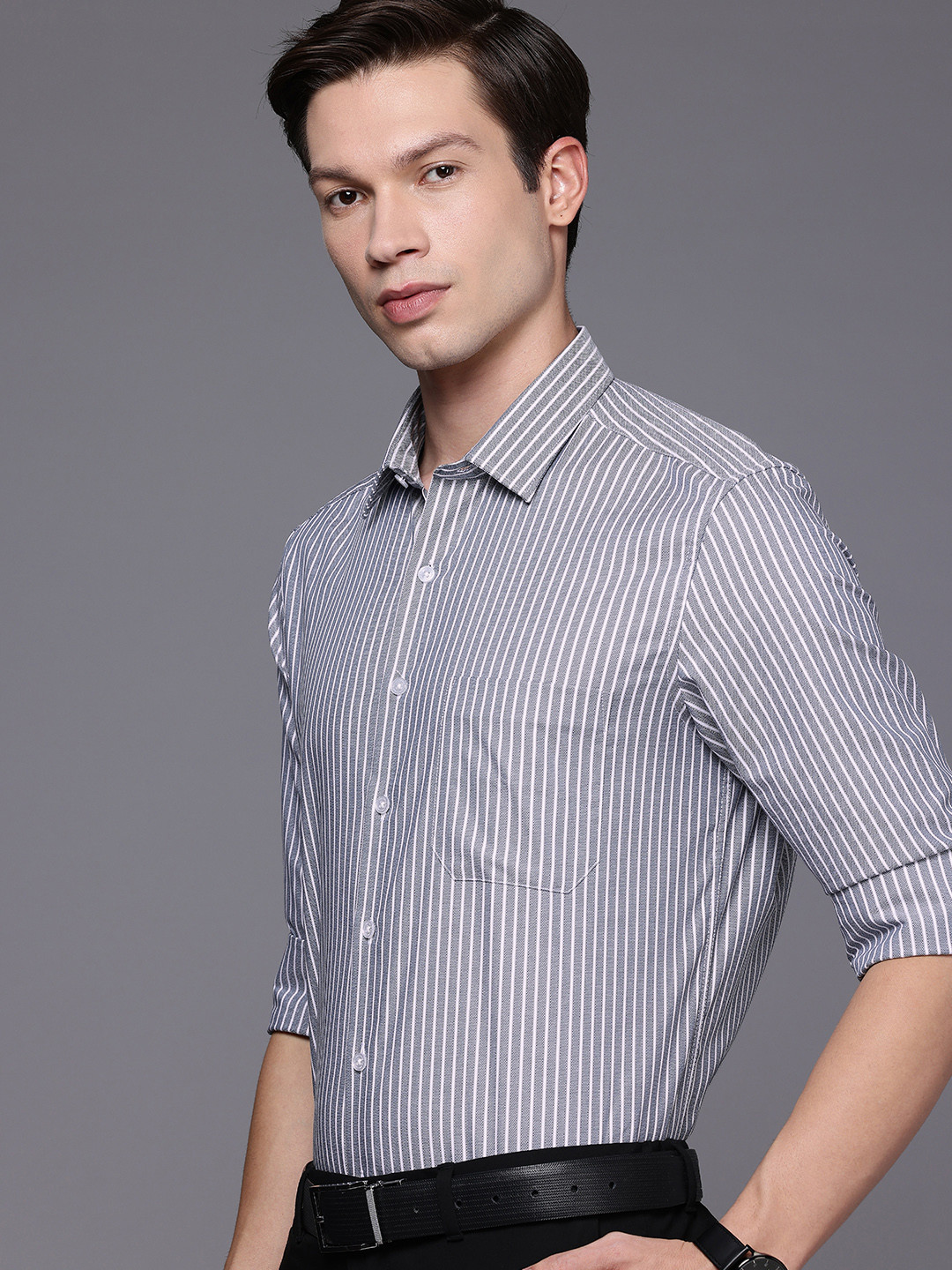 Louis Philippe Men Slim Fit Easy Care Premium Cotton Full Sleeve Formal Shirt