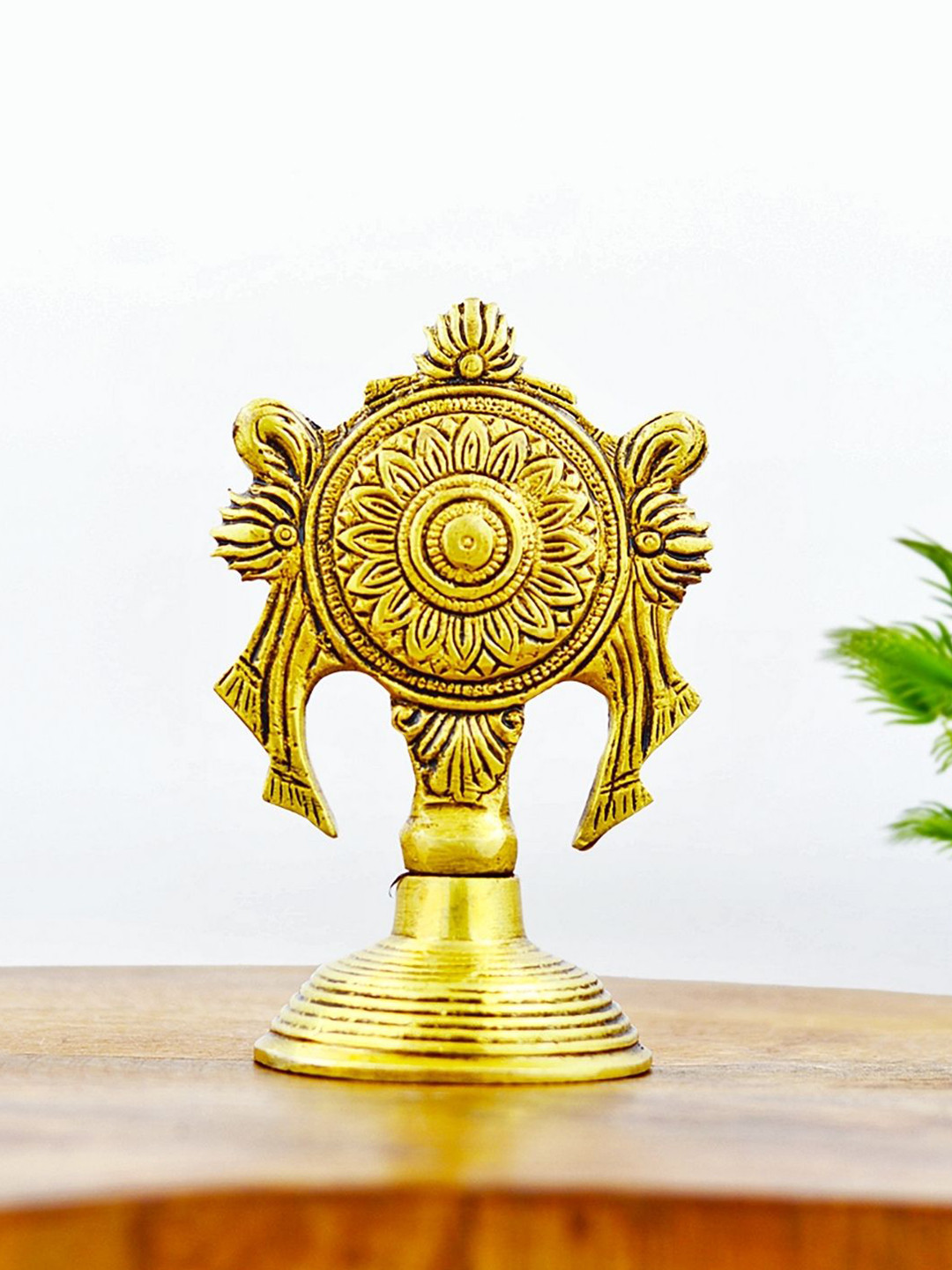 INTERNATIONAL GIFT Sudarshan Chakra Gold Brass Metallic Prayer Room Medium Showpiece - 5 Inches