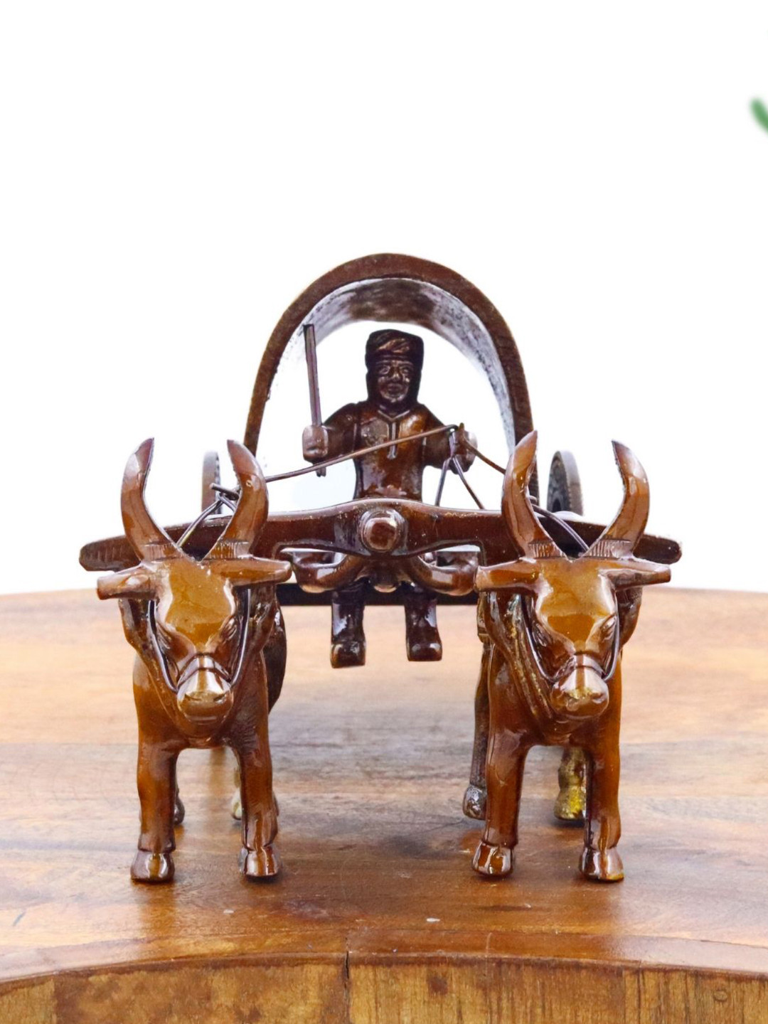 INTERNATIONAL GIFT Bullock Cart Brown Brass Metallic Living Room Small Showpiece - 3 Inches