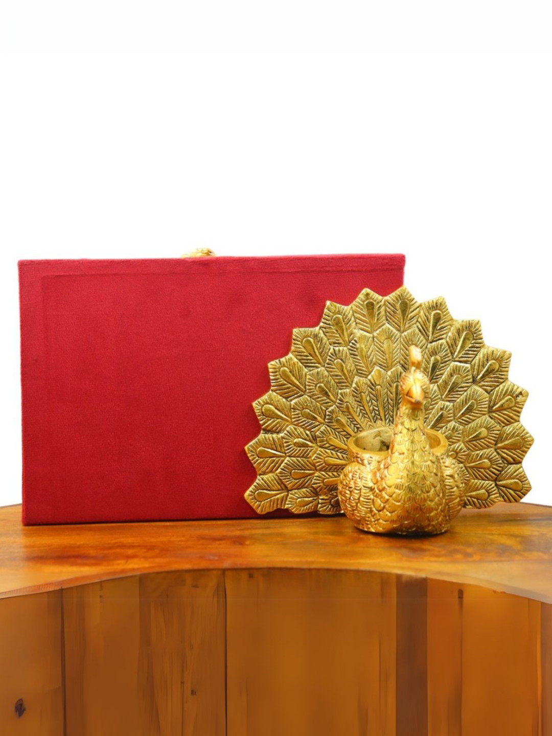 INTERNATIONAL GIFT Peacock Tealight Holder Gold Metal Metallic Living Room Medium Showpiece - 5.5 Inches