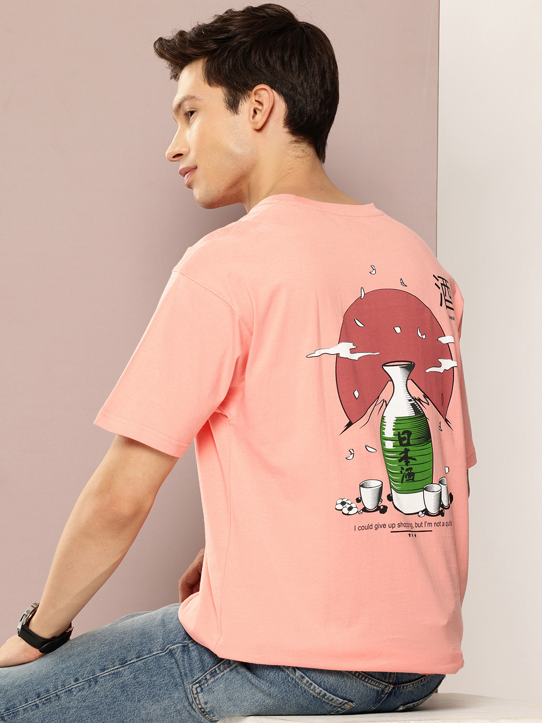 FROSEN FOX Graphic Printed Drop-Shoulder Sleeves Boxy T-shirt