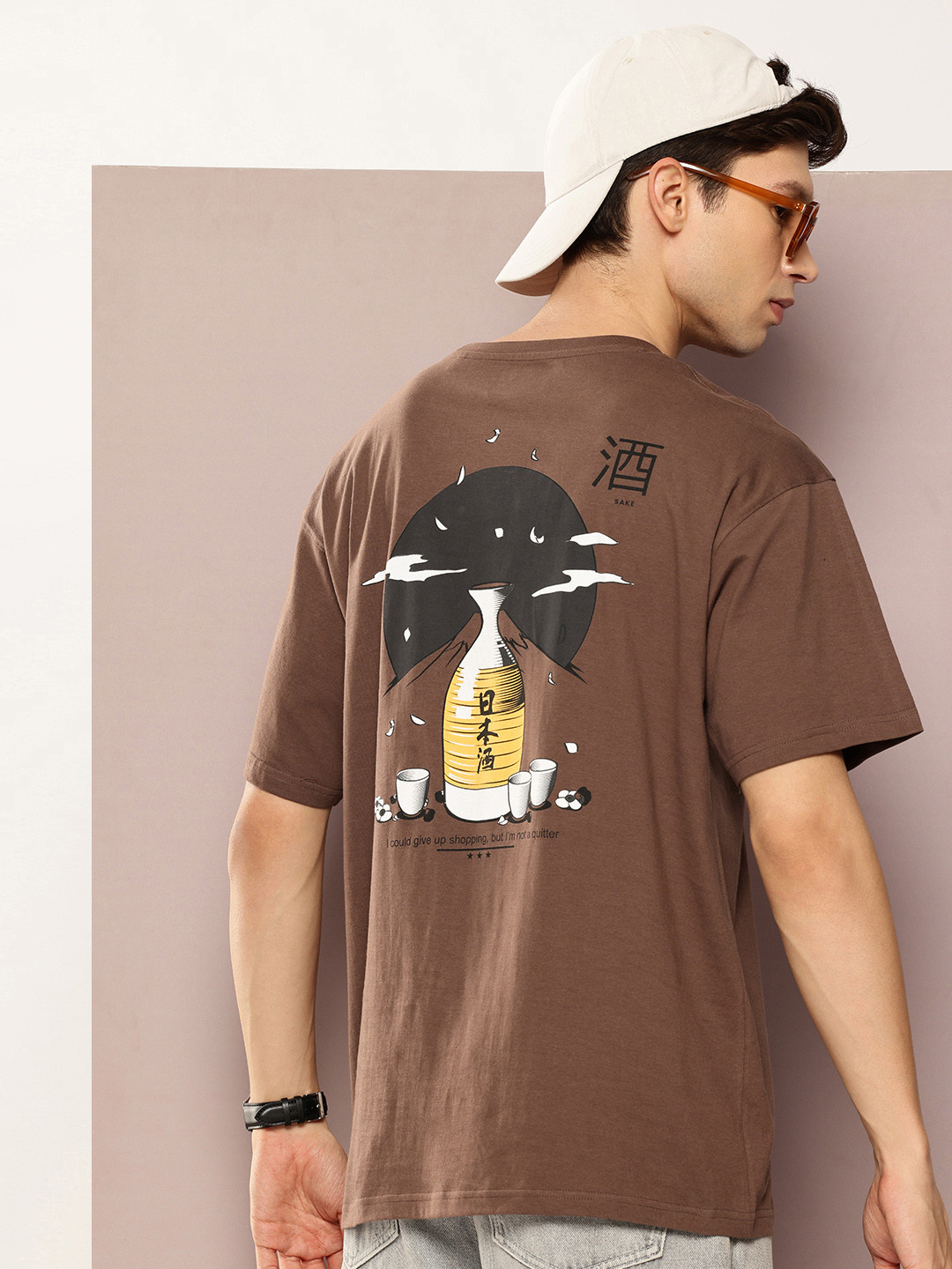 FROSEN FOX Graphic Printed Drop-Shoulder Sleeves Boxy T-shirt