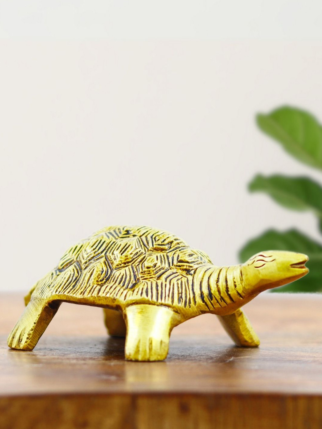 INTERNATIONAL GIFT Tortoise with Long Neck and Shell Gold Brass Metallic Living Room Small Showpiece - 2 Inches