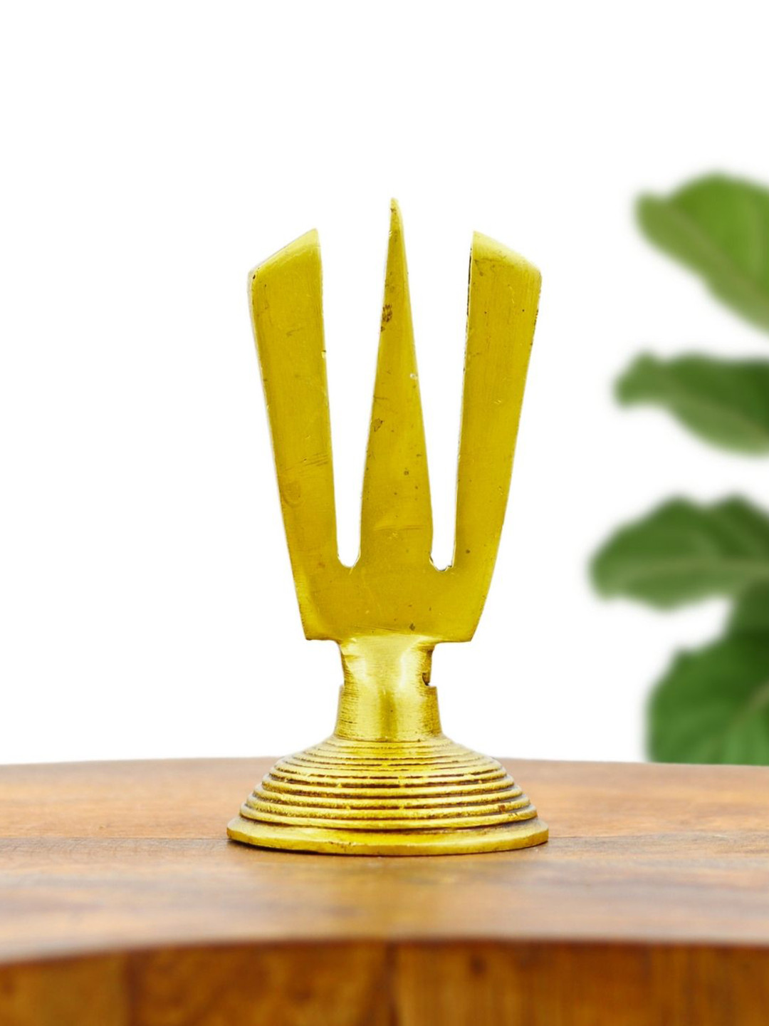 INTERNATIONAL GIFT Tirunamam Trishul Tilak Gold Brass Metallic Study Room Medium Showpiece - 5 Inches