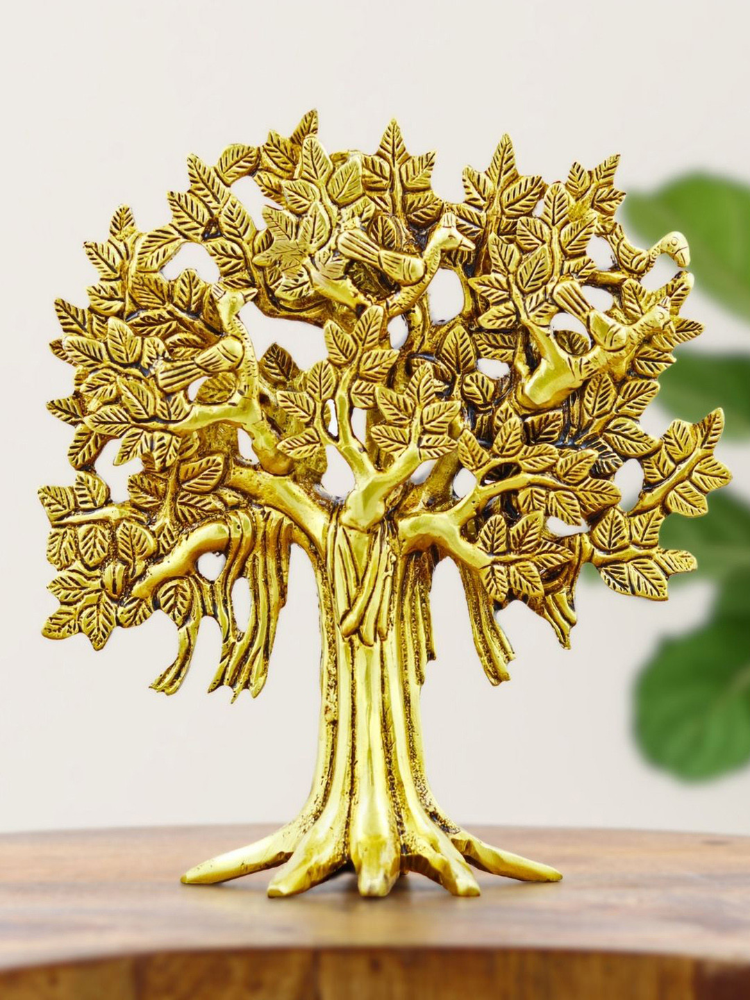 INTERNATIONAL GIFT Tree Of Life Gold Brass Metallic Garden Medium Showpiece - 8 Inches