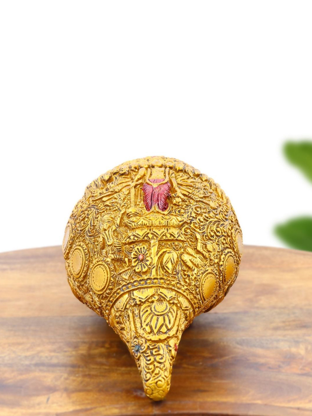 INTERNATIONAL GIFT Vishwaroop Krishna Shankh Gold Polyresin Glossy Prayer Room Medium Showpiece - 4 Inches