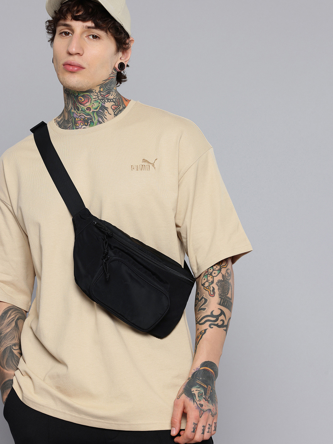 PUMA ESS ELEVATED Boxy Fit Brand Logo Embroidered Pure Cotton T-shirt