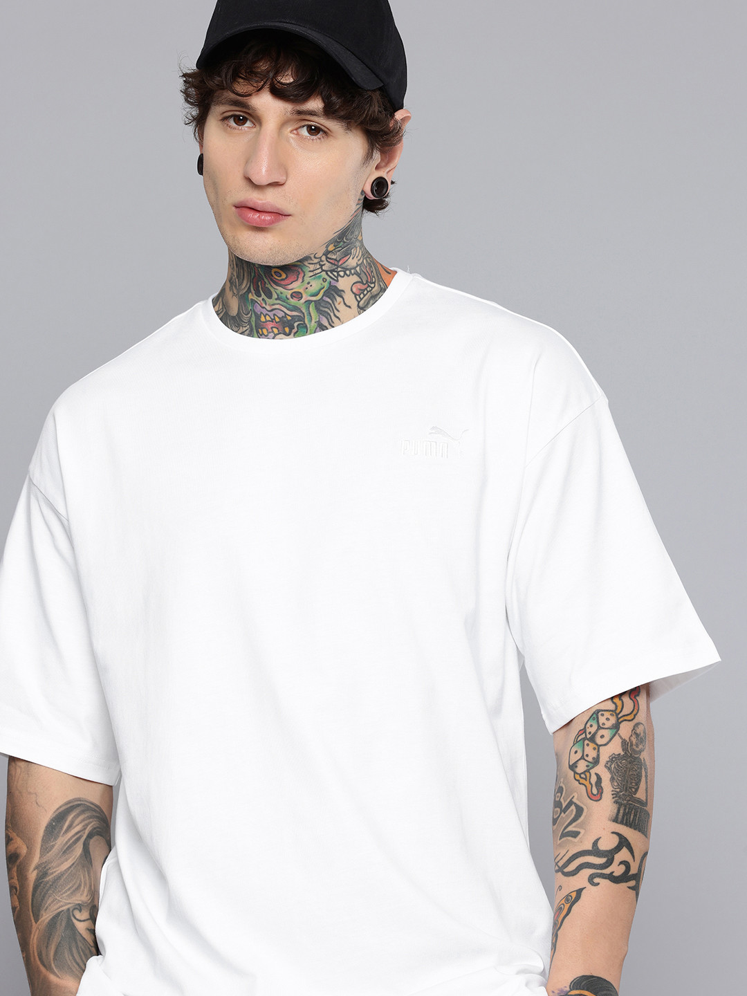 Puma Boxy Fit Brand Logo Embroidered Pure Cotton T-shirt