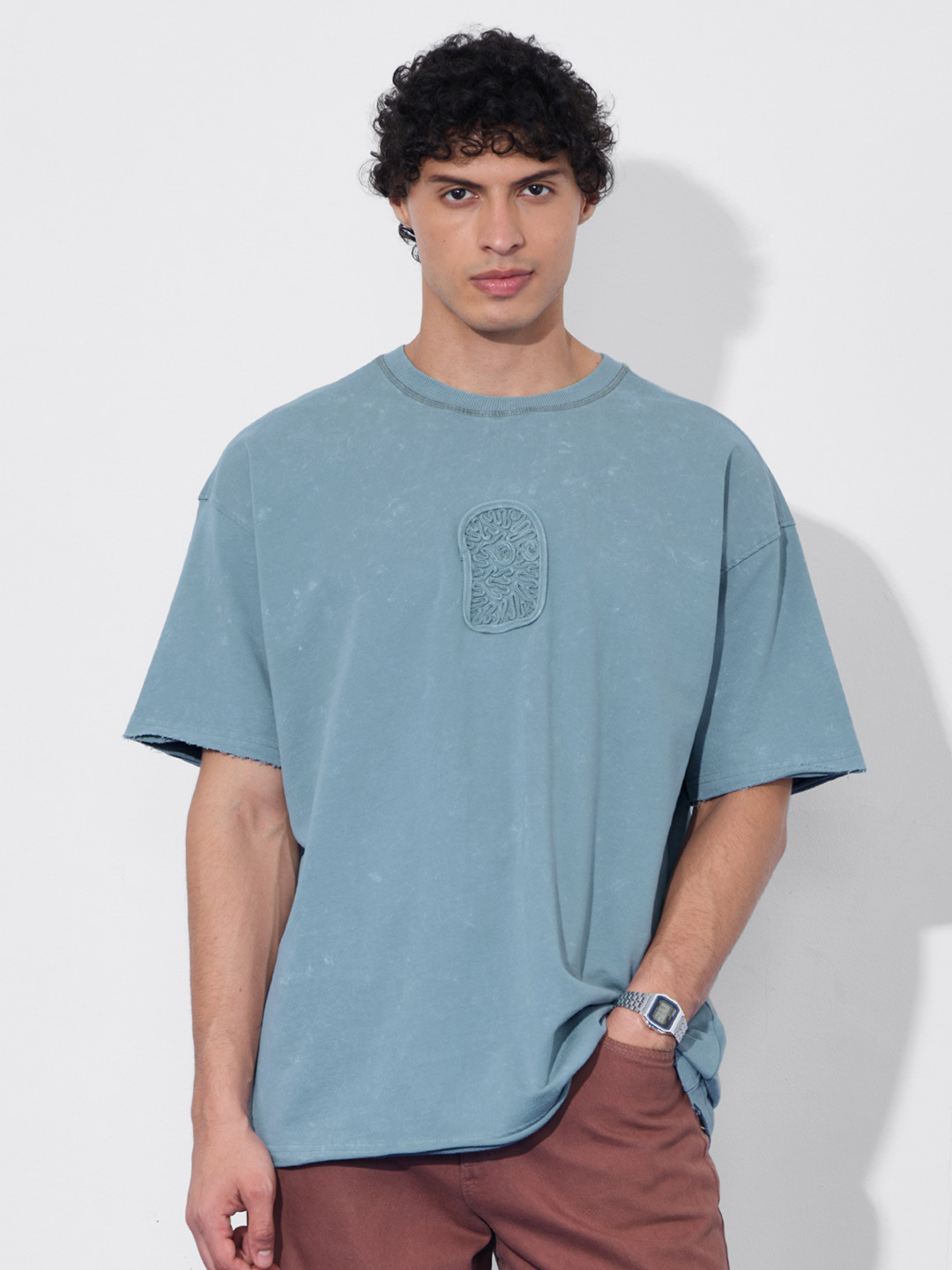 The Souled Store Oversized Soul Embroidered Pure Cotton T-Shirt