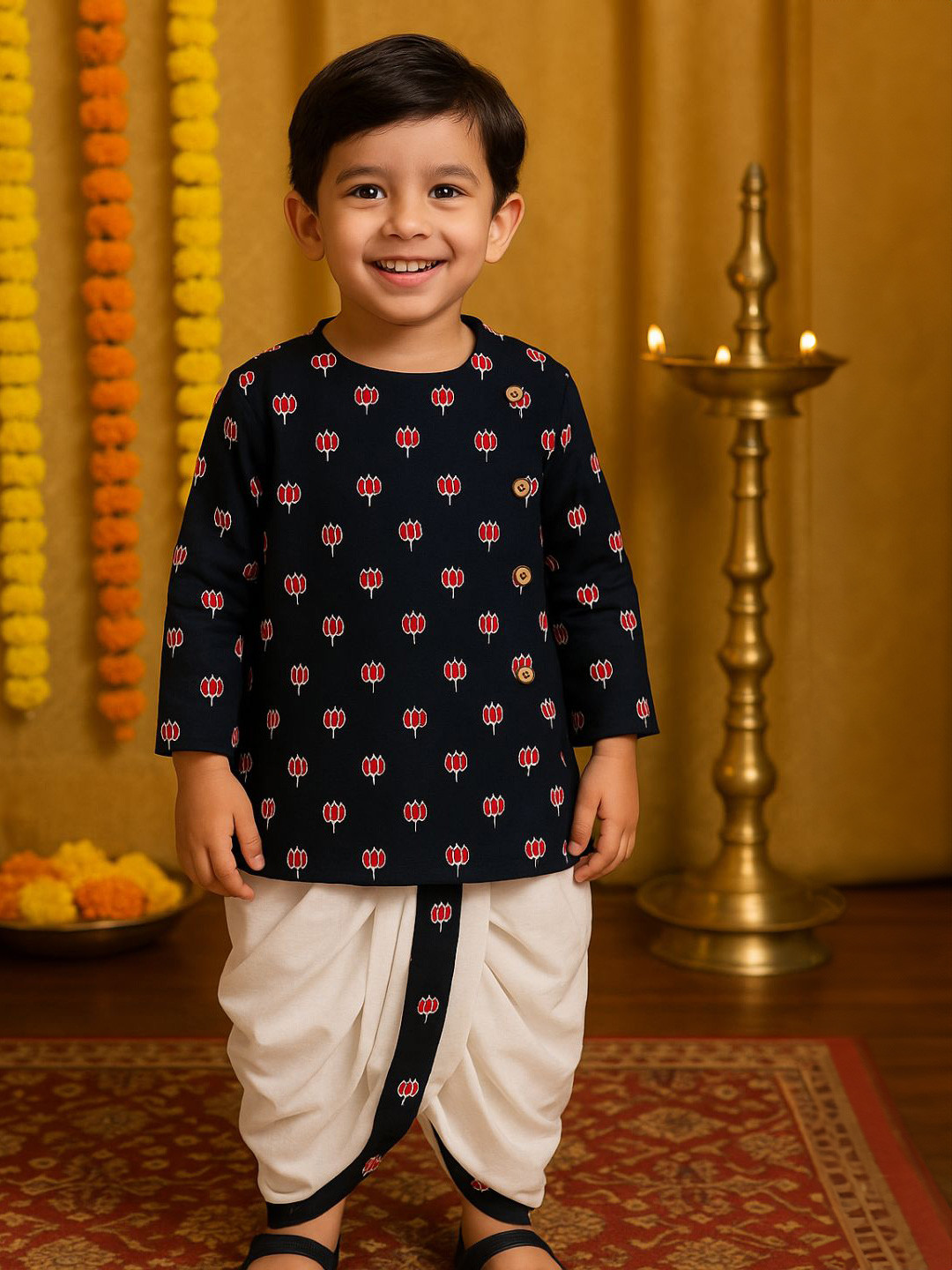 Tittertots Unisex Cotton Ethnic Dhoti with Kurta Set