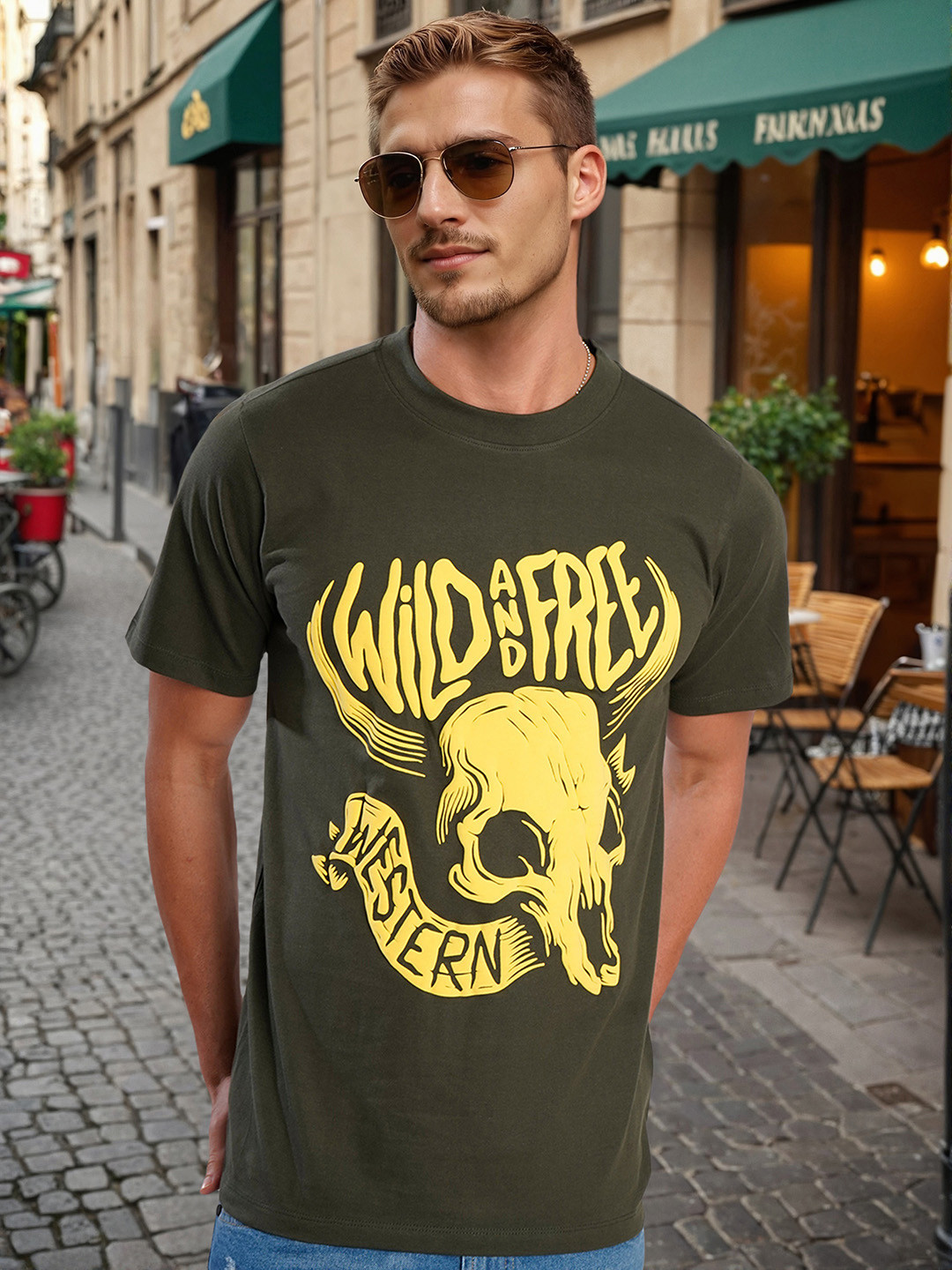 Bene Kleed Men Puff Graphic Print T Shirt