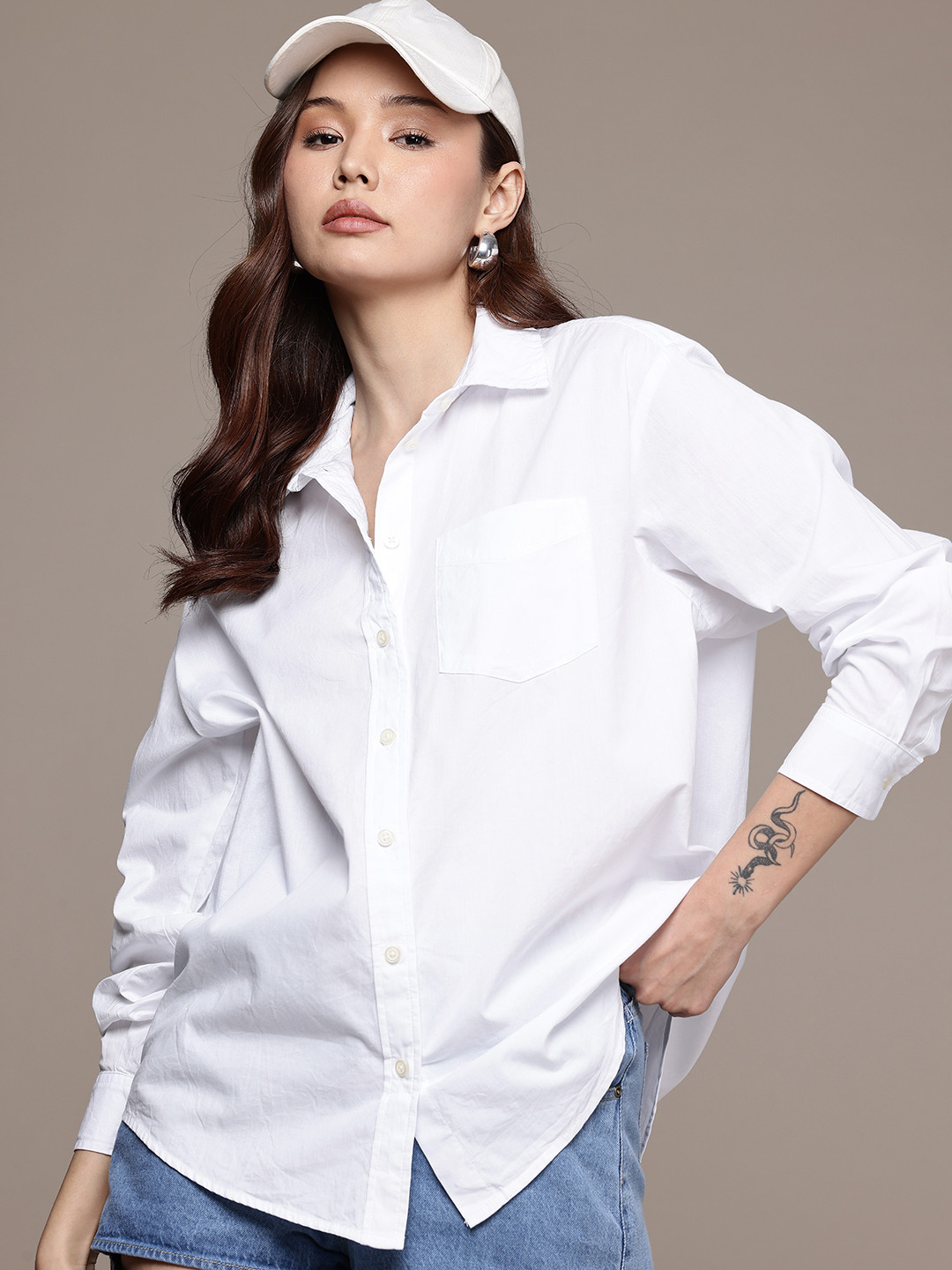 GAP Pure Cotton Relaxed Fit Longline Casual Shirt