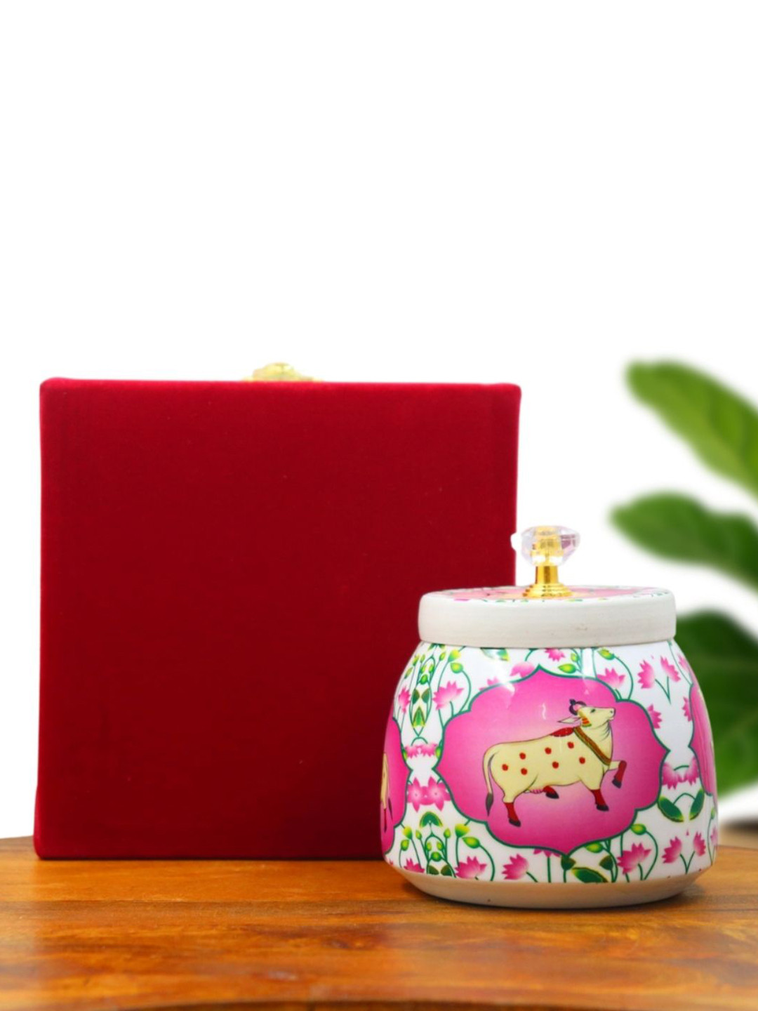 international Gift Pink Floral Metal Easy To Clean Clip-On Jar