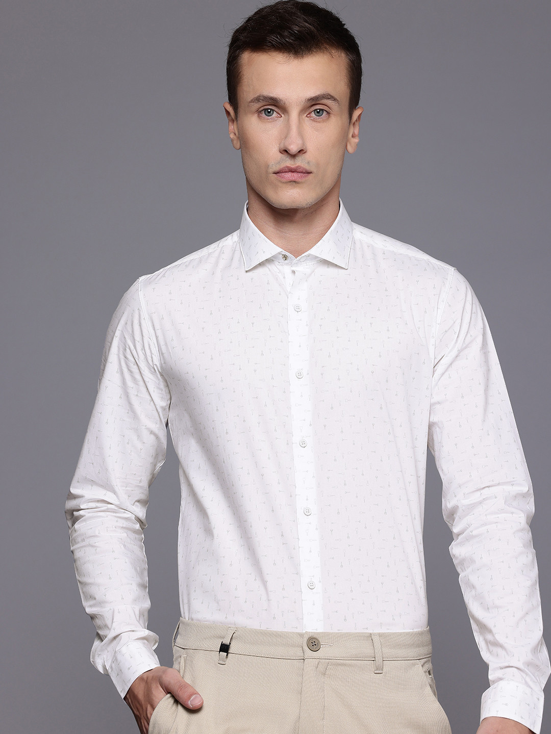 Louis Philippe Ath.Work Super Slim Fit Printed Smart Casual Shirt