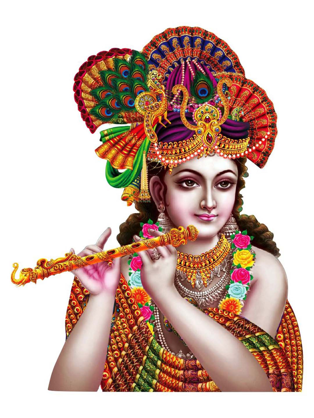 Decor Villa Multicolor Krishna with Bansuri Wall Sticker