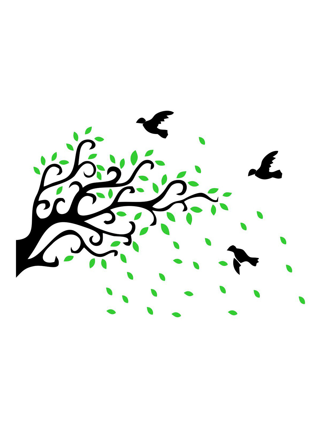 Decor Villa Multicolour Leaf And Tree Wall Sticker