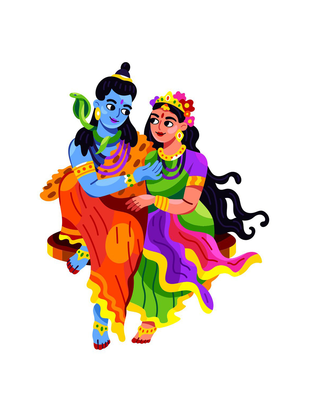 Decor Villa Multicolour Shiva Parvati Wall Sticker