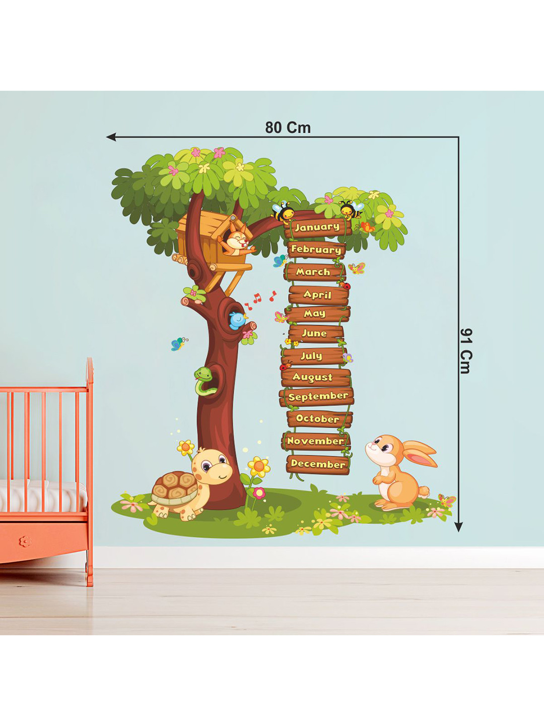 Decor Villa Multicolor Tree with Calender Wall Sticker