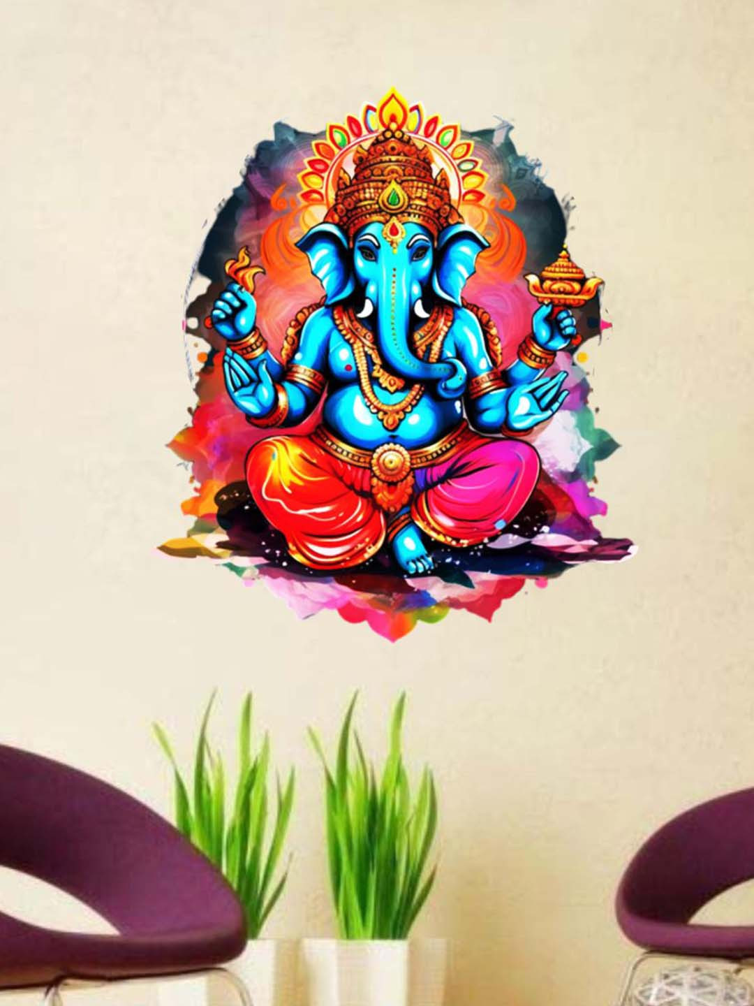 Decor Villa Multicolor Ganeshji Wall Sticker