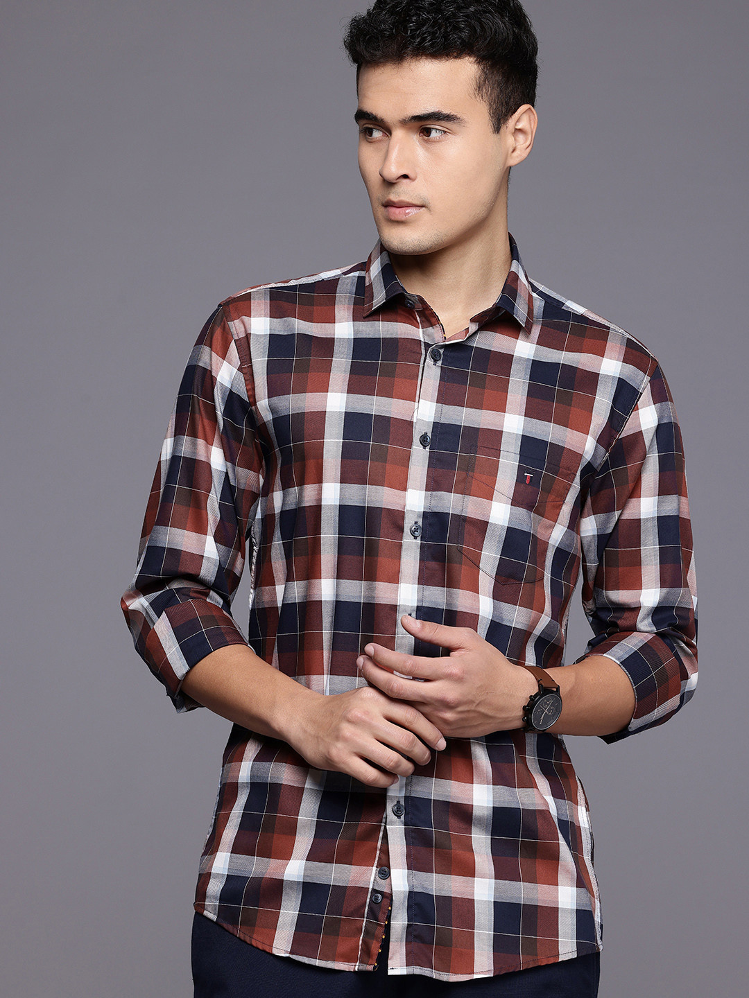 Louis Philippe Sport Nirvana Slim Fit Checked Pure Cotton Casual Shirt