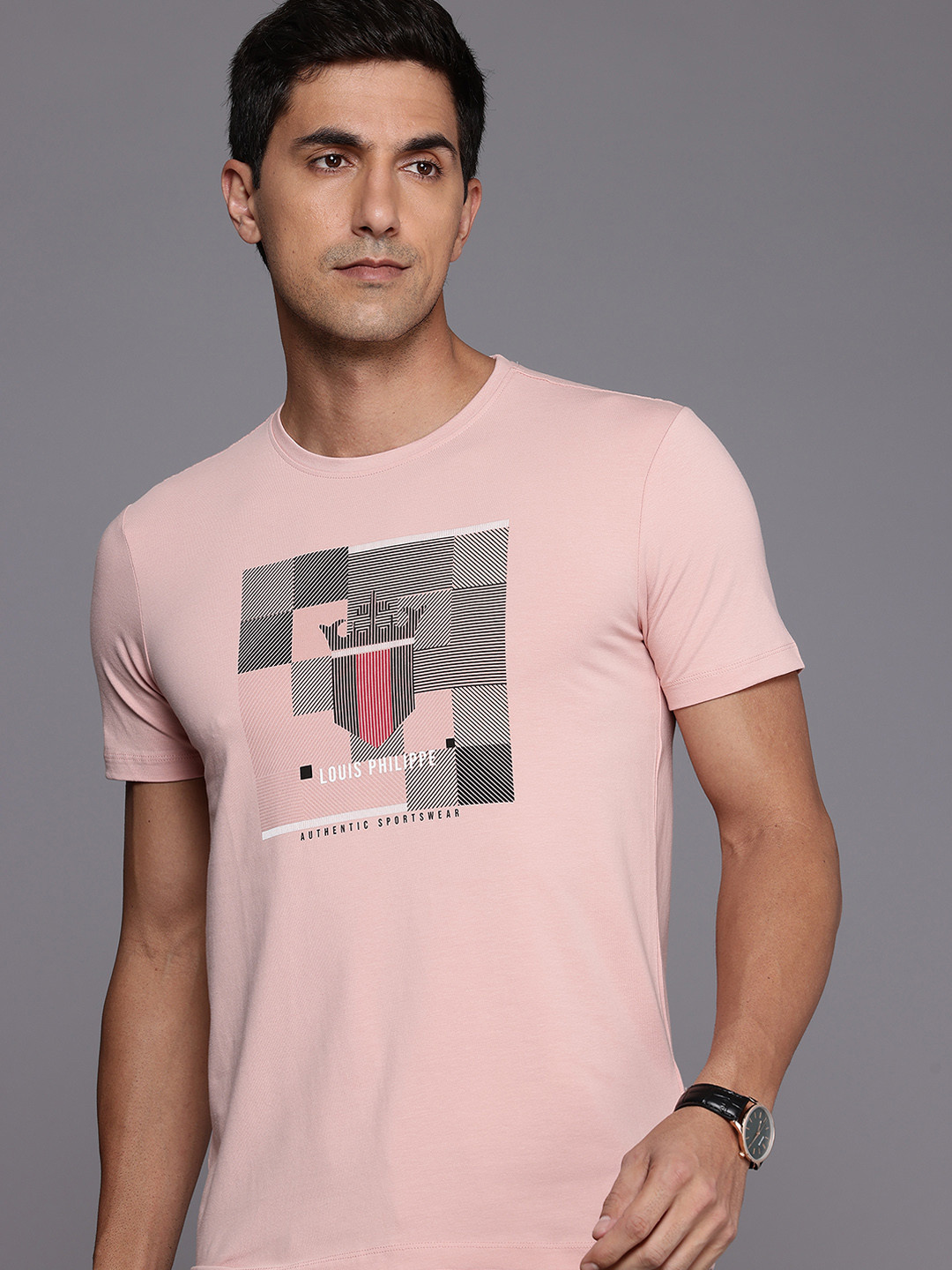 Louis Philippe Sport Brand Logo Printed Slim Fit T-shirt